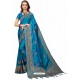 Blue Designer Heavy Embroidered Party Wear Crepe Sari