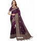 Purple Designer Heavy Embroidered Party Wear Crepe Sari