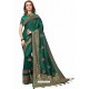 Dark Green Designer Heavy Embroidered Party Wear Crepe Sari