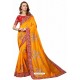 Orange Designer Heavy Embroidered Party Wear Satin Sari