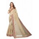 Light Beige Designer Heavy Embroidered Party Wear Cotton Silk Sari