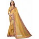 Mustard Designer Heavy Embroidered Party Wear Cotton Silk Sari