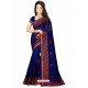 Royal Blue Designer Heavy Embroidered Party Wear Georgette Sari