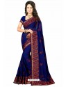 Royal Blue Designer Heavy Embroidered Party Wear Georgette Sari