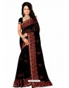 Black Designer Heavy Embroidered Party Wear Georgette Sari