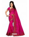 Rose Red Designer Heavy Embroidered Party Wear Georgette Sari