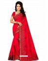 Red Designer Heavy Embroidered Party Wear Georgette Sari