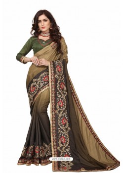 Mehendi Designer Heavy Embroidered Party Wear Art Silk Sari