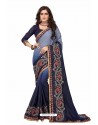 Navy Blue Designer Heavy Embroidered Party Wear Art Silk Sari