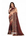 Brown Designer Heavy Embroidered Party Wear Art Silk Sari