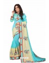 Firozi Designer Heavy Embroidered Party Wear Cotton Silk Sari