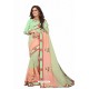 Sea Green Designer Heavy Embroidered Party Wear Cotton Silk Sari