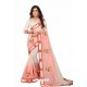 Light Beige Designer Heavy Embroidered Party Wear Cotton Silk Sari