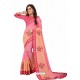 Pink Designer Heavy Embroidered Party Wear Cotton Silk Sari