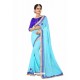 Sky Blue Designer Heavy Embroidered Party Wear Chiffon Sari