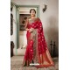 Crimson Designer Party Wear Silk Sari