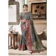 Grey Designer Party Wear Silk Sari