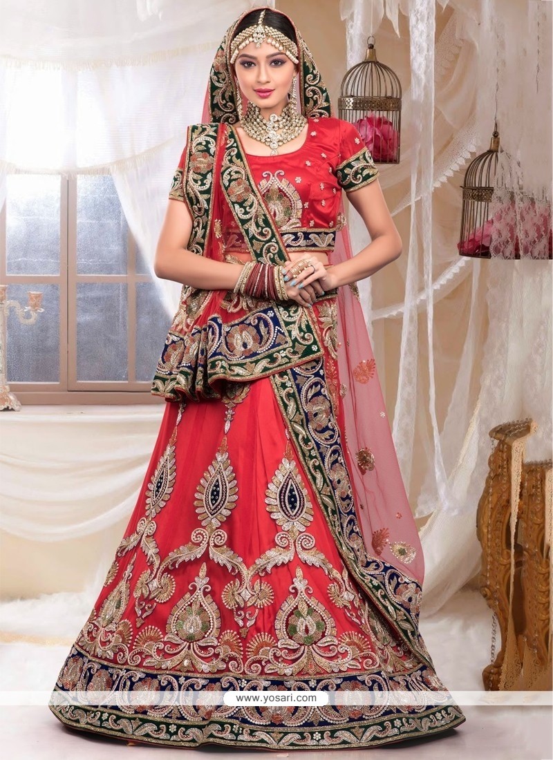 Tantalizing Red Net Wedding Lehenga Choli