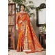 Orange Designer Party Wear Silk Sari