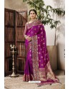 Magenta Designer Party Wear Silk Sari