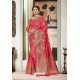 Light Red Designer Party Wear Silk Sari