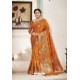 Orange Designer Party Wear Silk Sari