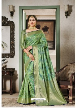 Green Designer Party Wear Silk Sari