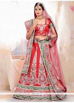 Stunning Red Raw Silk Wedding Lehenga Choli