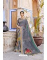 Grey Designer Casual Wear Linen Sari