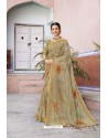 Taupe Designer Casual Wear Linen Sari
