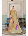 Beige Designer Casual Wear Linen Sari