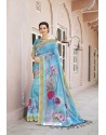 Blue Designer Casual Wear Linen Sari