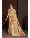 Beige Linen Art Silk Jacquard Work Saree