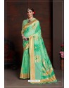 Jade Green Linen Art Silk Jacquard Work Saree