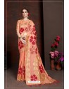 Light Orange Linen Art Silk Jacquard Work Saree