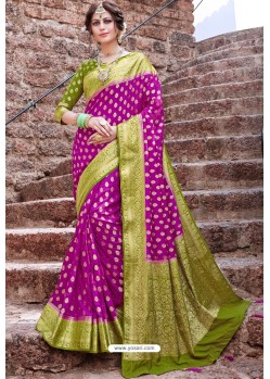 Purple Designer Party Wear Nylon Art Silk Sari