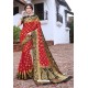 Red Designer Party Wear Nylon Art Silk Sari