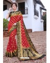 Red Designer Party Wear Nylon Art Silk Sari