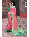 Light Pink Designer Party Wear Nylon Art Silk Sari