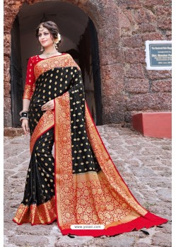 Black Designer Party Wear Nylon Art Silk Sari