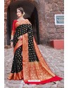 Black Designer Party Wear Nylon Art Silk Sari