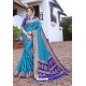 Turquoise Designer Party Wear Nylon Art Silk Sari