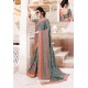 Dull Grey Designer Party Wear Zari Embroidered Sari