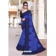 Royal Blue Designer Party Wear Zari Embroidered Sari