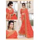 Pretty Red Designer Party Wear Zari Embroidered Sari