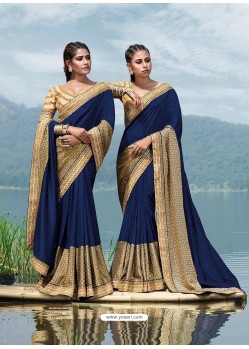 Navy Blue Designer Party Wear Fancy Art Silk Sari