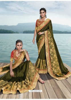 Mehendi Designer Party Wear Fancy Art Silk Sari