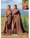 Wine Designer Party Wear Fancy Art Silk Sari