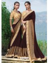 Coffee Designer Party Wear Fancy Art Silk Sari