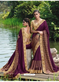 Purple Designer Party Wear Fancy Art Silk Sari